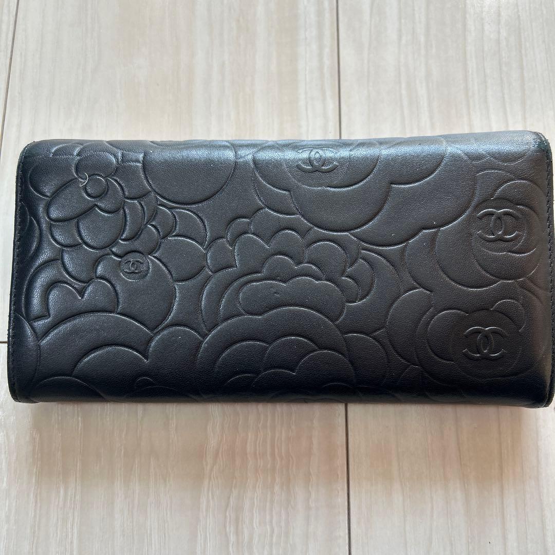 本日のみ最終値下げ！！CHANEL ブラック 長財布 フラワーエンボス
