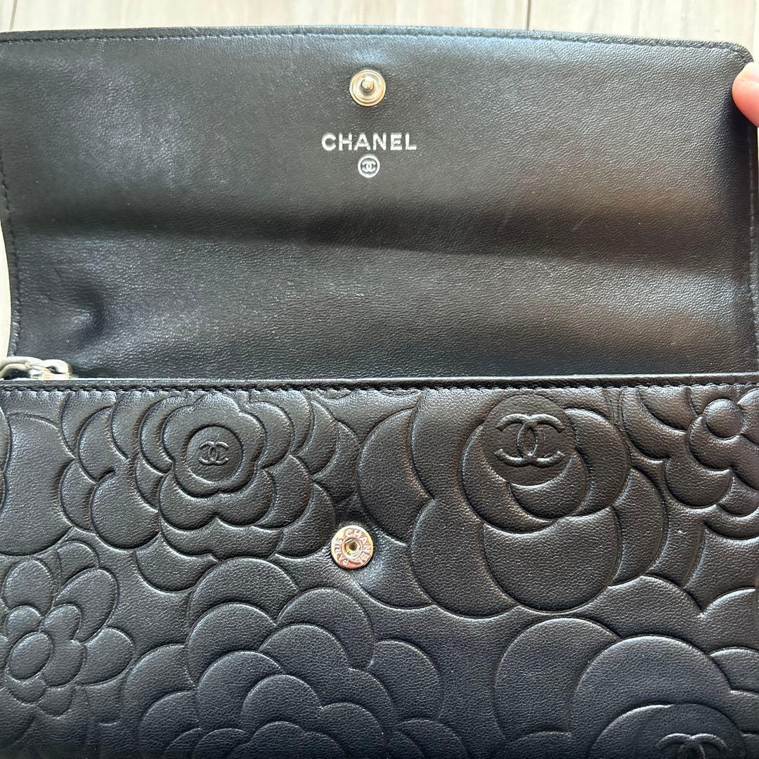 本日のみ最終値下げ！！CHANEL ブラック 長財布 フラワーエンボス