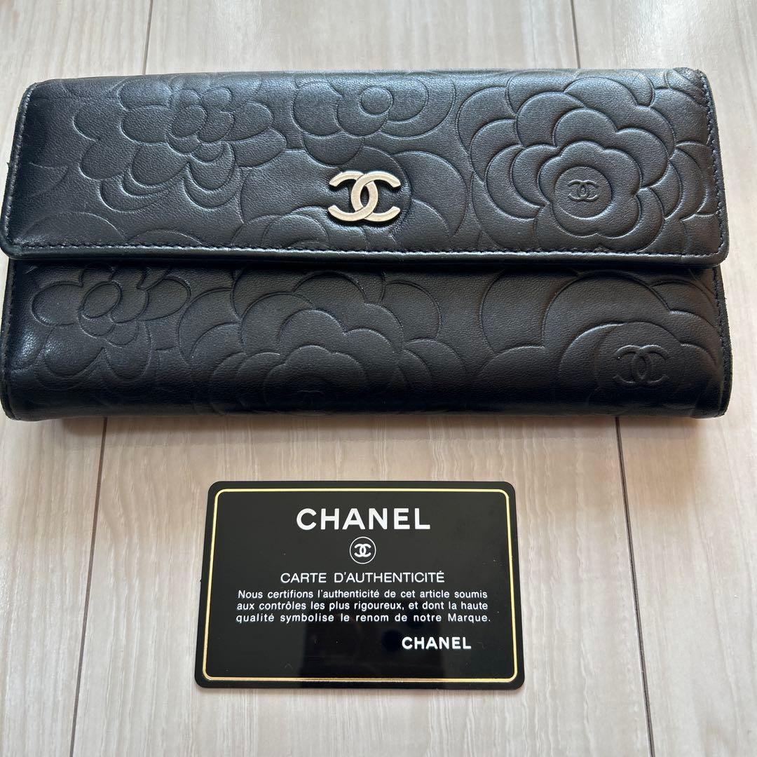 本日のみ最終値下げ！！CHANEL ブラック 長財布 フラワーエンボス