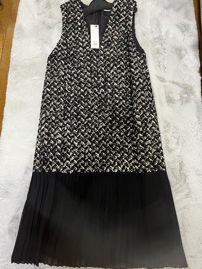 ADORE ヘリンボーンツイードノースリーブワンピース/38/ウール