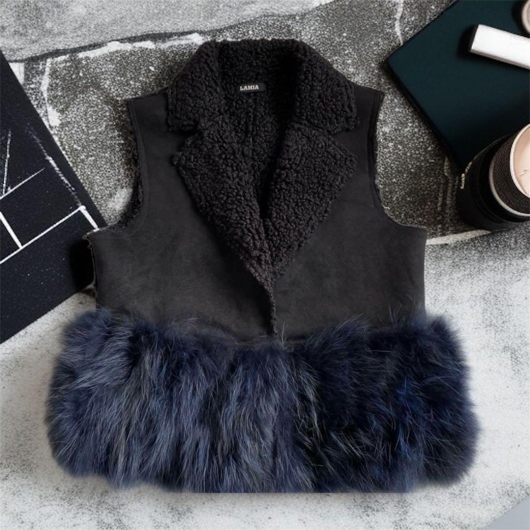 美品♡LAMIA リアルファー　毛皮部分あり　ジレ　ベスト