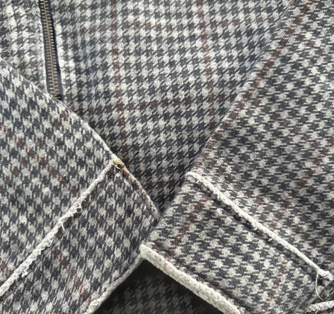 【希少】ヒステリックグラマー90sロゴジップ格子柄刺繍ライダース切りっぱなし