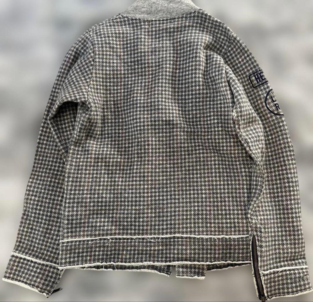 【希少】ヒステリックグラマー90sロゴジップ格子柄刺繍ライダース切りっぱなし