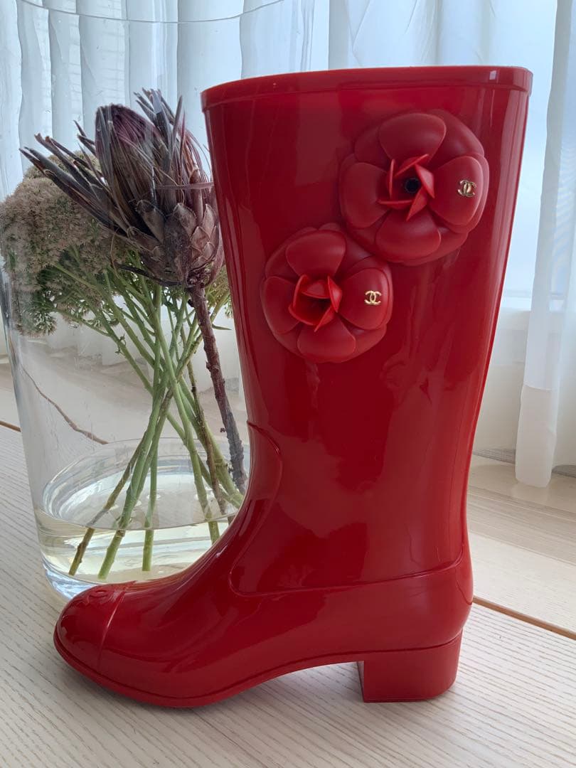 CAHNEL シャネル カメリア　長靴 レイン　ブーツ　廃盤　激レアSALE
