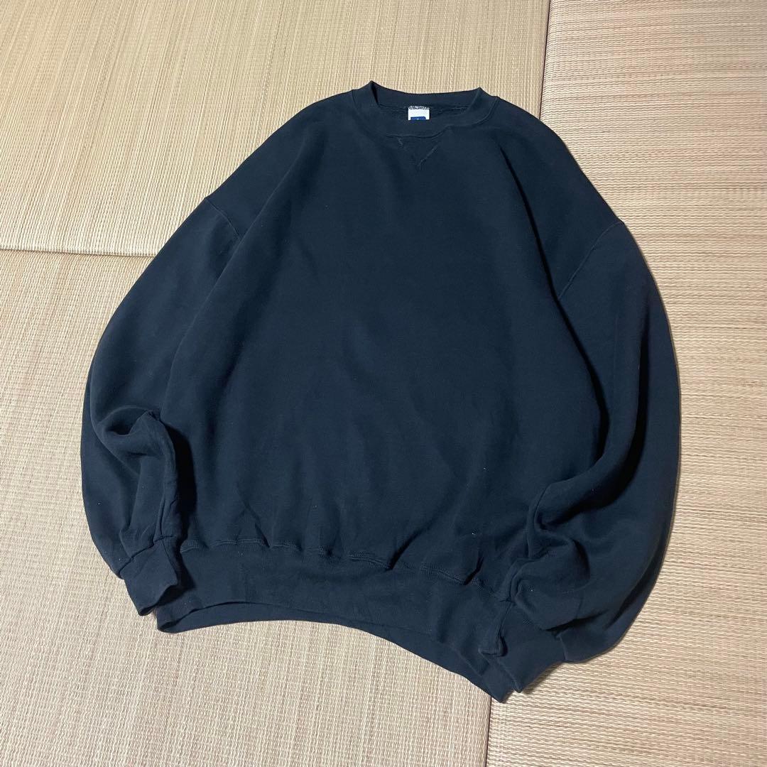 90s メキシコ製 ラッセルアスレチック ブラック 無地 スウェット 肉厚 L