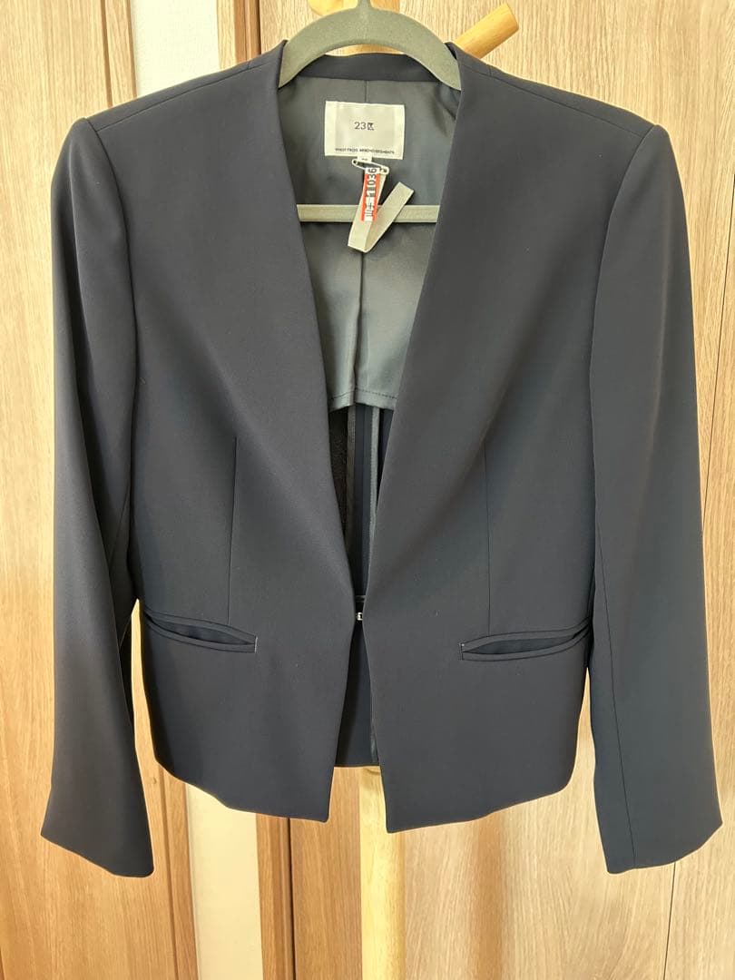 23区　紺色　ノーカラージャケット&ワンピース