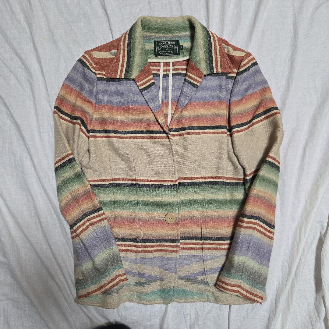 80s ポロカントリー ラルフローレン ネイティブ柄 テーラードジャケット 9