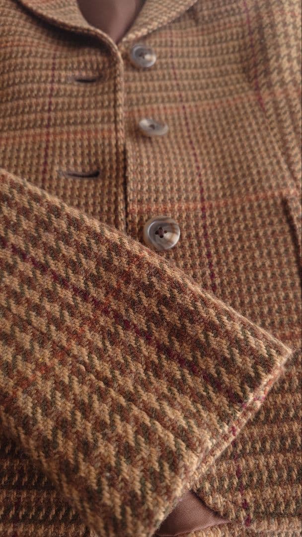 ブラウン系チェック柄テーラードジャケット