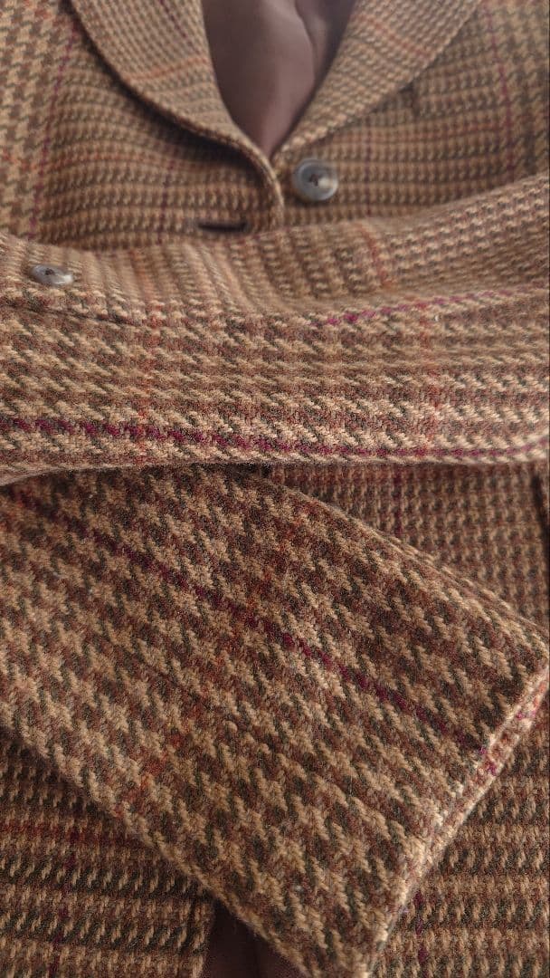 ブラウン系チェック柄テーラードジャケット