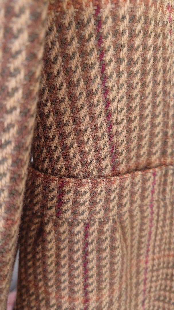 ブラウン系チェック柄テーラードジャケット