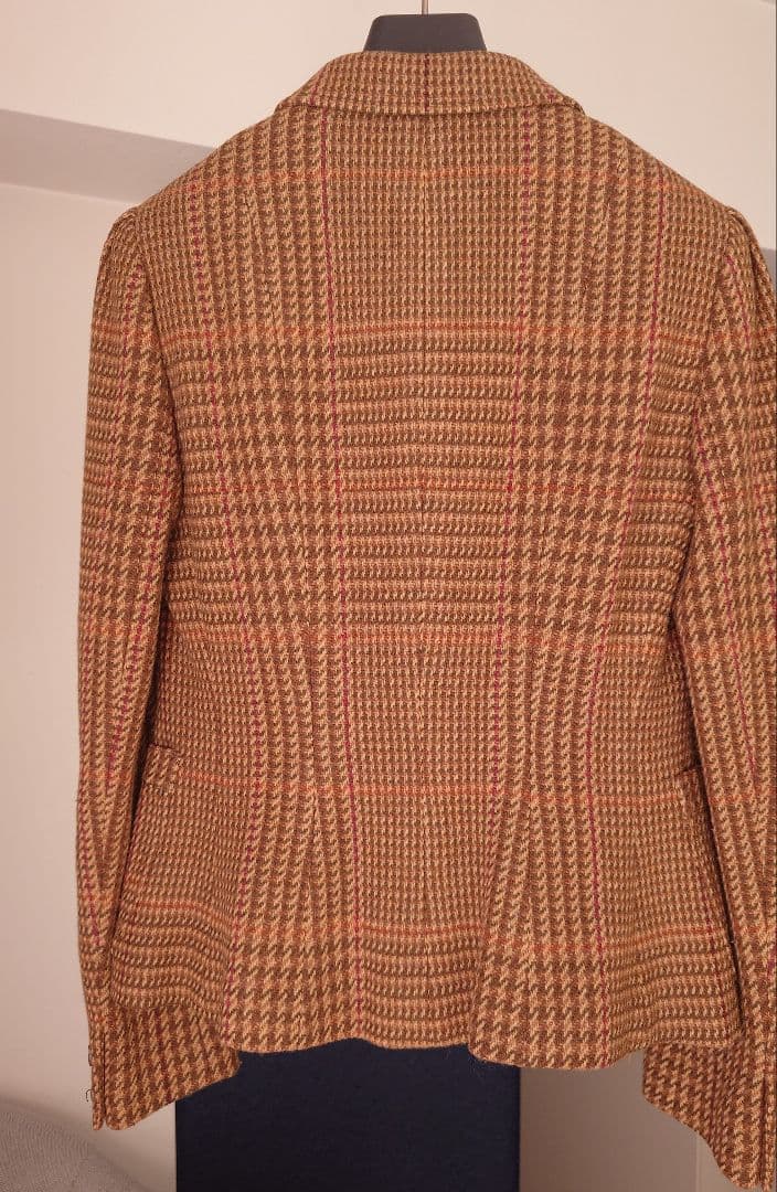 ブラウン系チェック柄テーラードジャケット