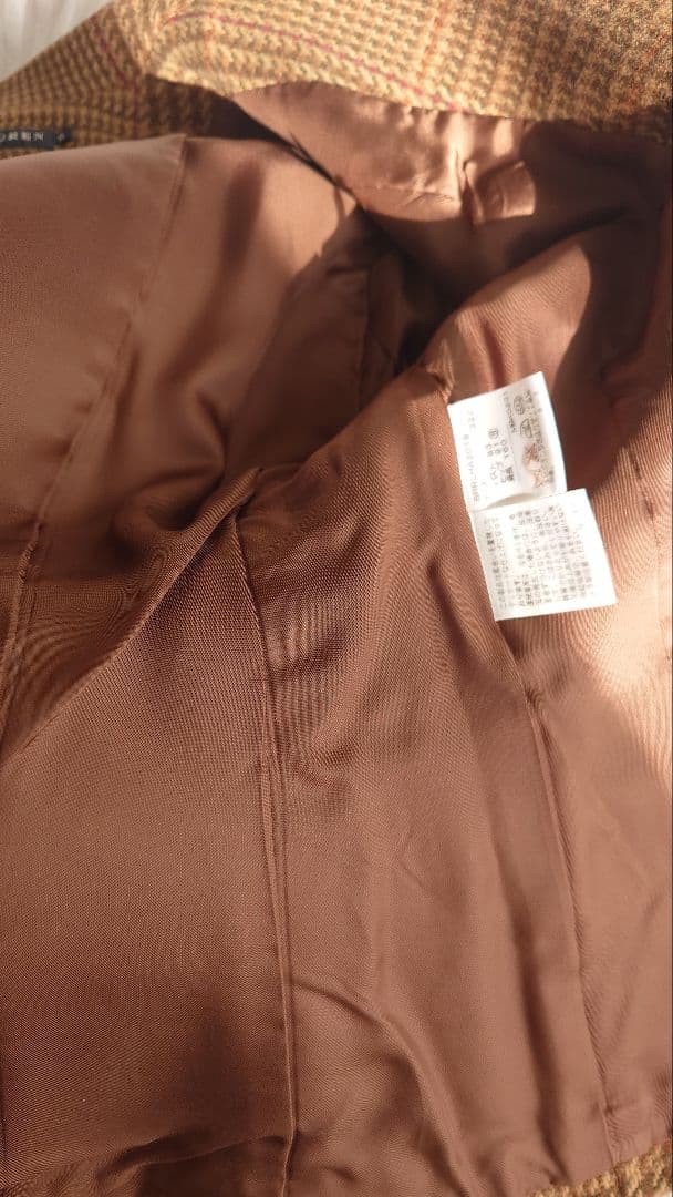 ブラウン系チェック柄テーラードジャケット