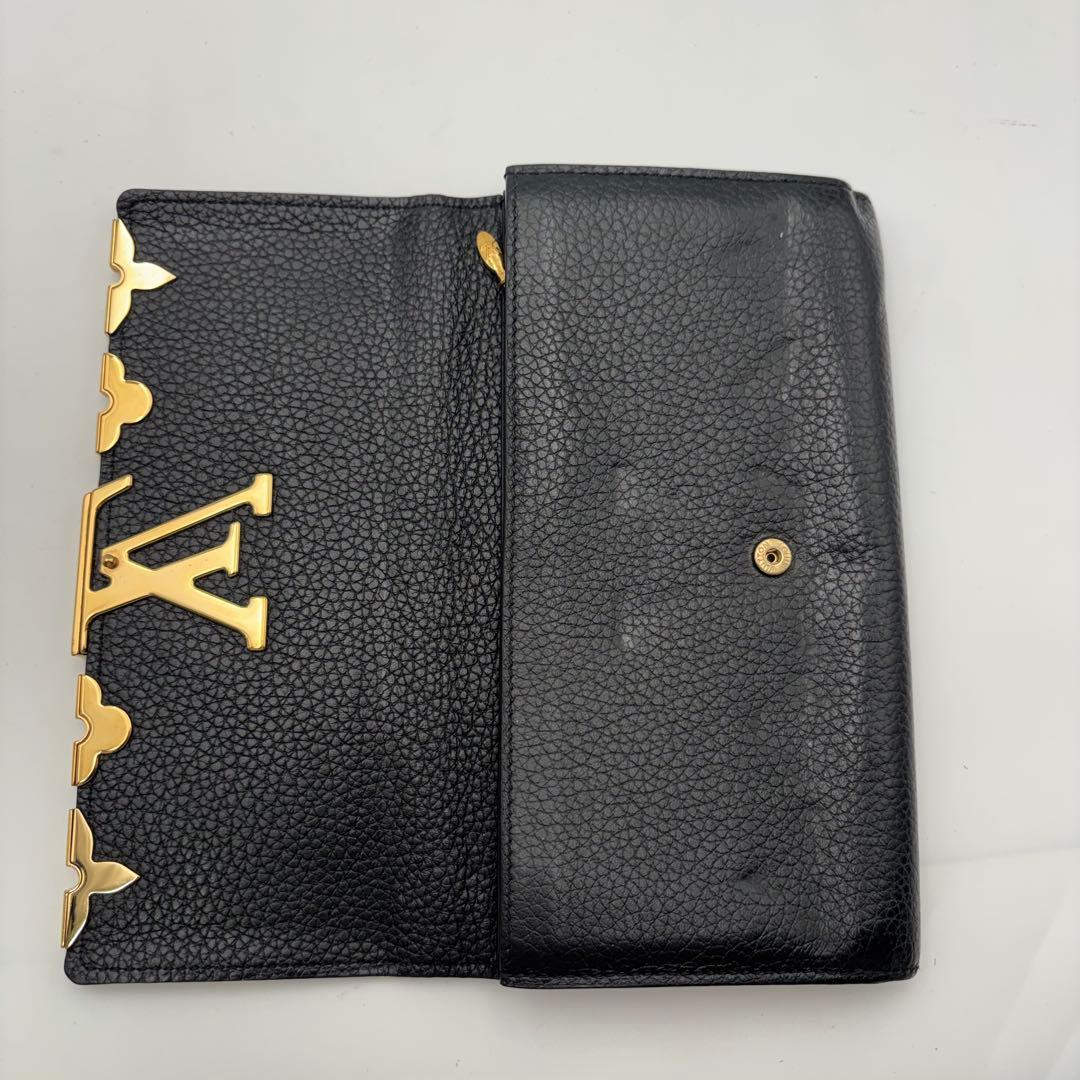 ルイヴィトン カプシーヌ フラワー ブラック 長財布 トリヨン レディース