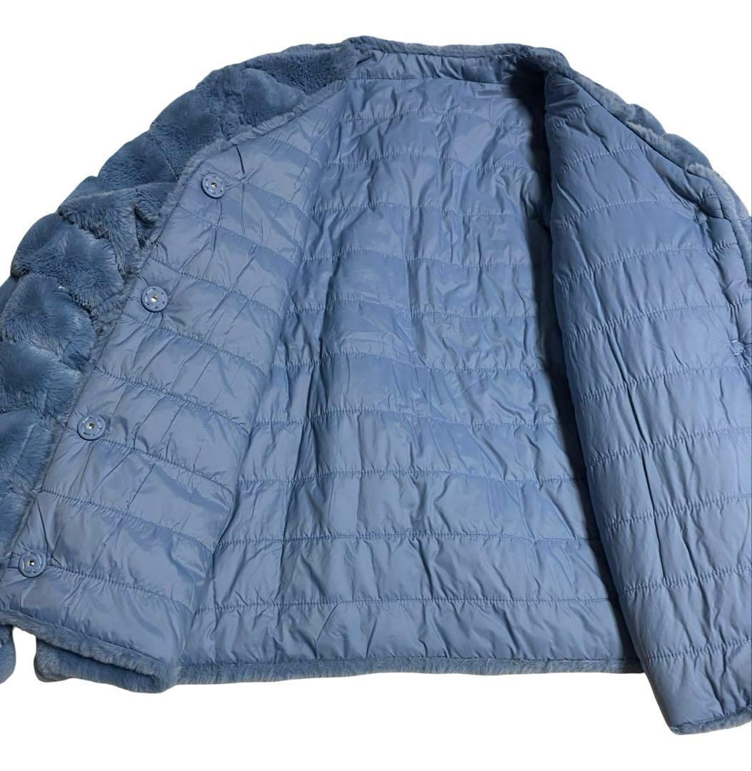 ソージュ soeju エコファーリバーシブルショートコート　ブルー　ブルゾン