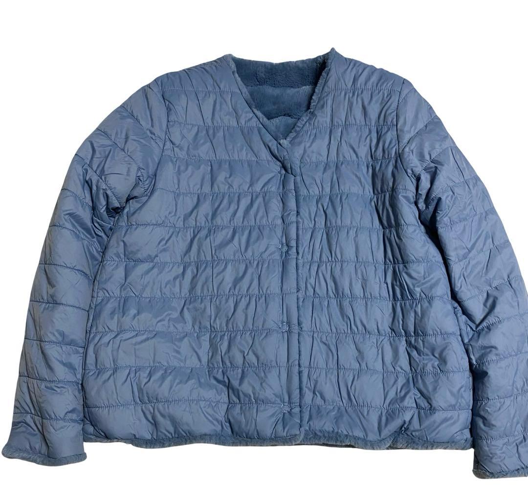 ソージュ soeju エコファーリバーシブルショートコート　ブルー　ブルゾン