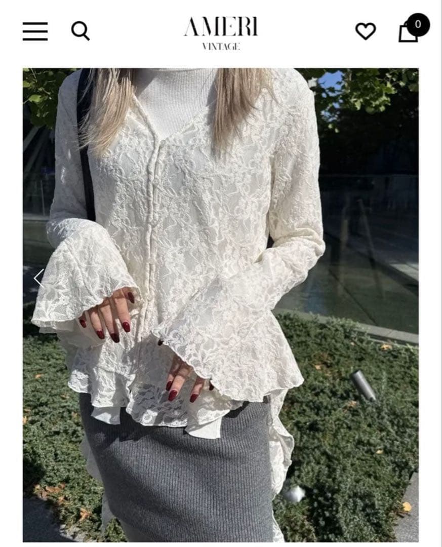 新品　UND 2WAY CUT LACE FRILL TOP