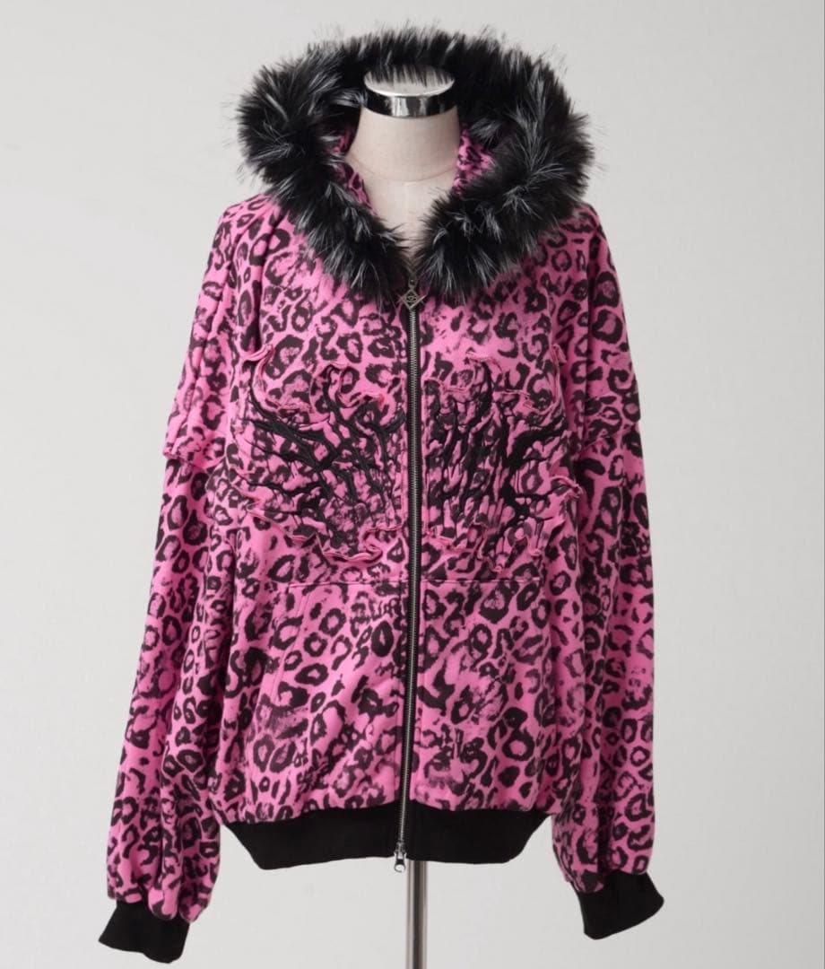 『REFLEM/レフレム』ファー付き総柄ZIPパーカー/ジップアップパーカー