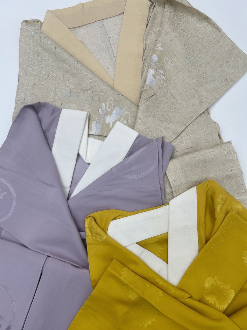 超美品・レア長襦袢3点セット 藤・芥子・うさぎ