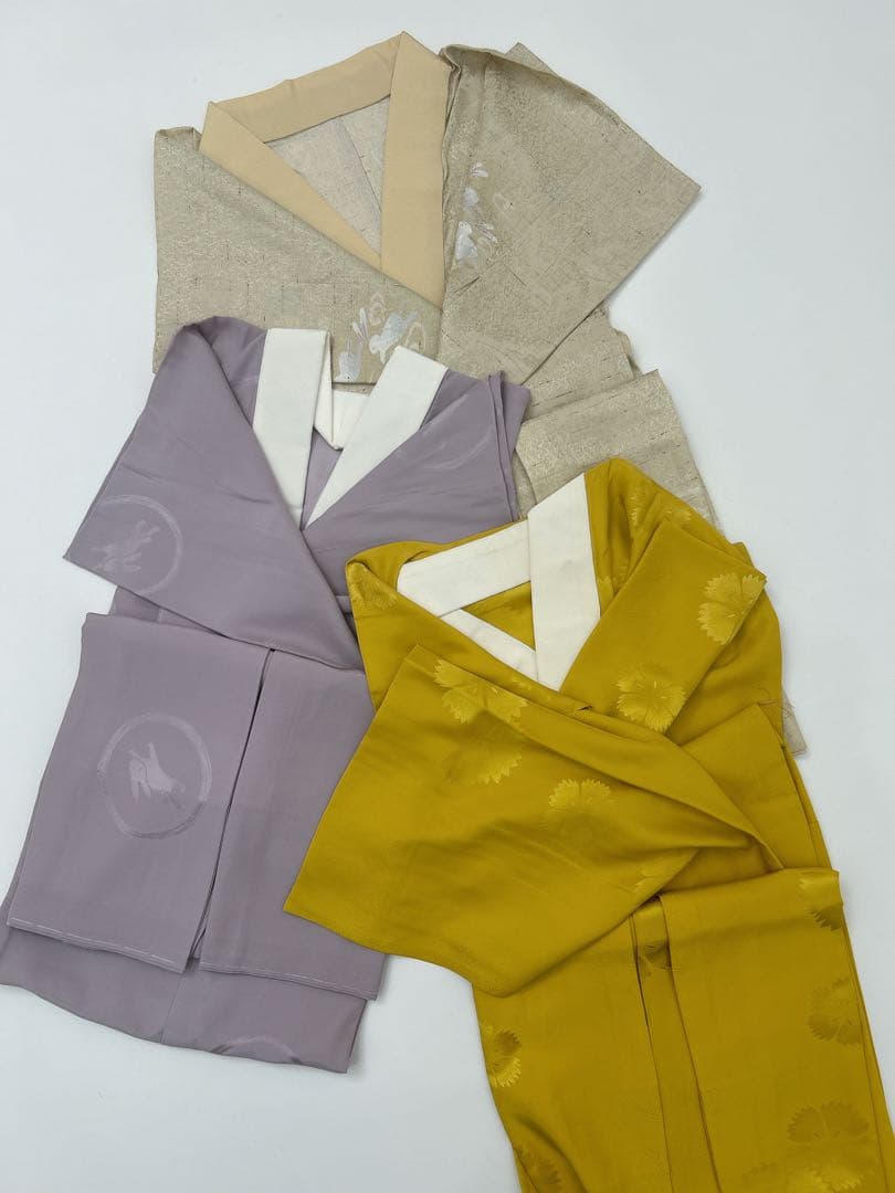 超美品・レア長襦袢3点セット 藤・芥子・うさぎ