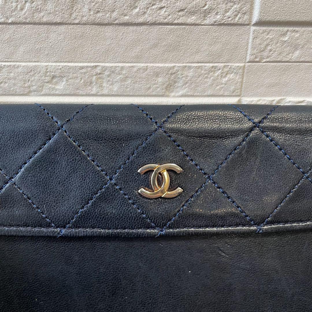 シャネル バッグ付属 ポーチ マトラッセ ラムスキン ココマーク 長財布.