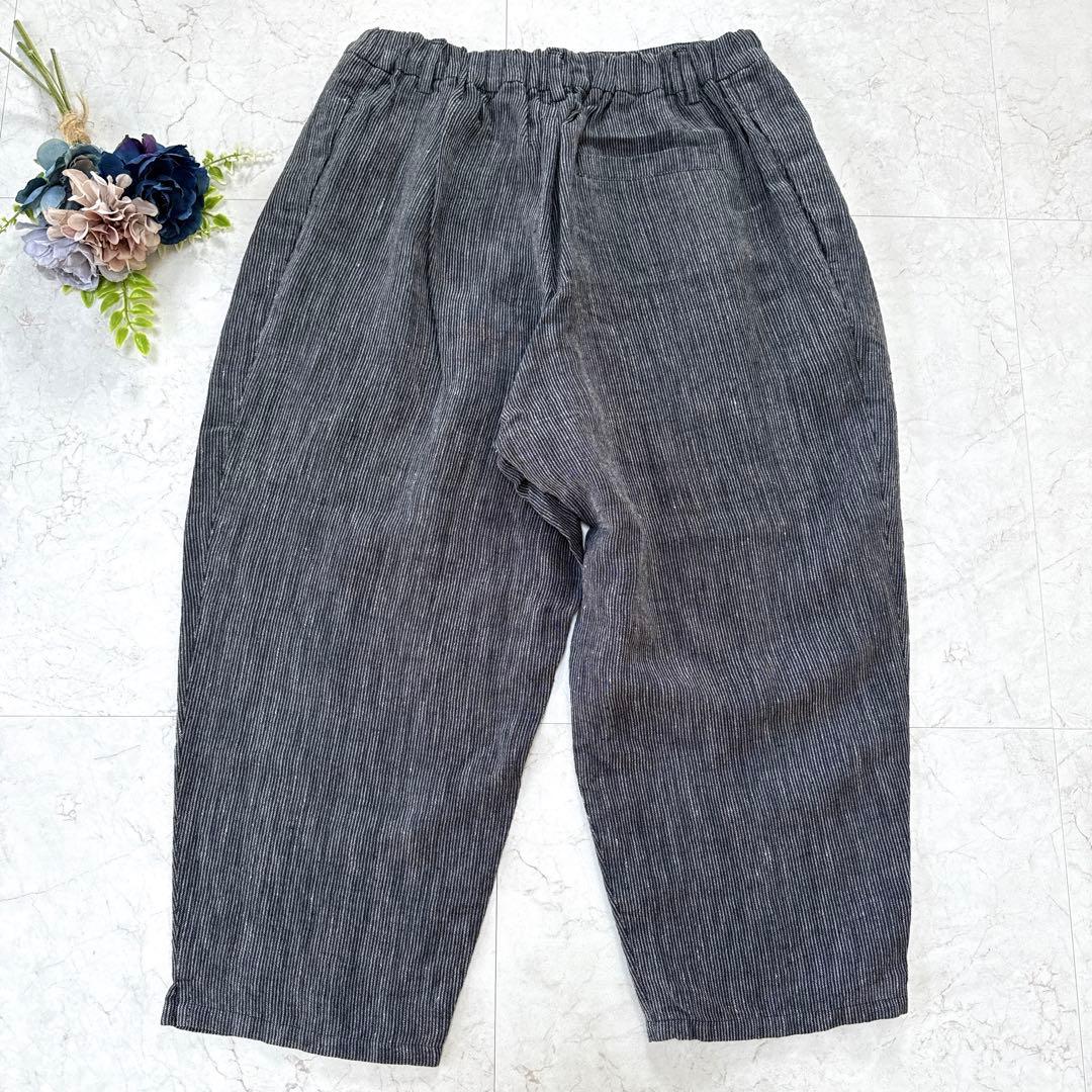 芽風　センソユニコ　サルエルパンツ　リネン　日本製　ストライプ　38サイズ