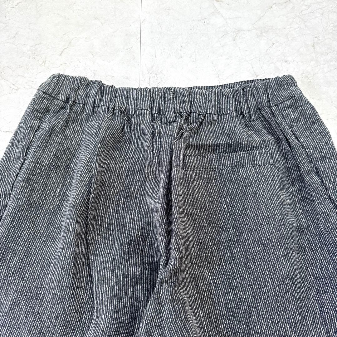 芽風　センソユニコ　サルエルパンツ　リネン　日本製　ストライプ　38サイズ