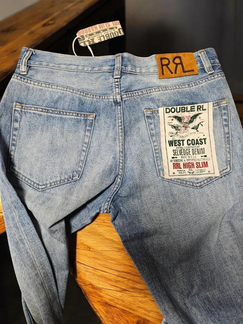 nickRRL HIGH SLIM セルビッジデニム ライトブルー（34）