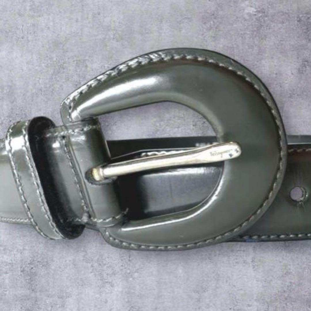 【サルバトーレフェラガモ】ダブルガンチーニ レザー ベルト シルバー金具　正規品