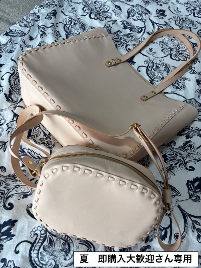 夏 即購入大歓迎さん専用 ヌメ革レース編みバック2点セット