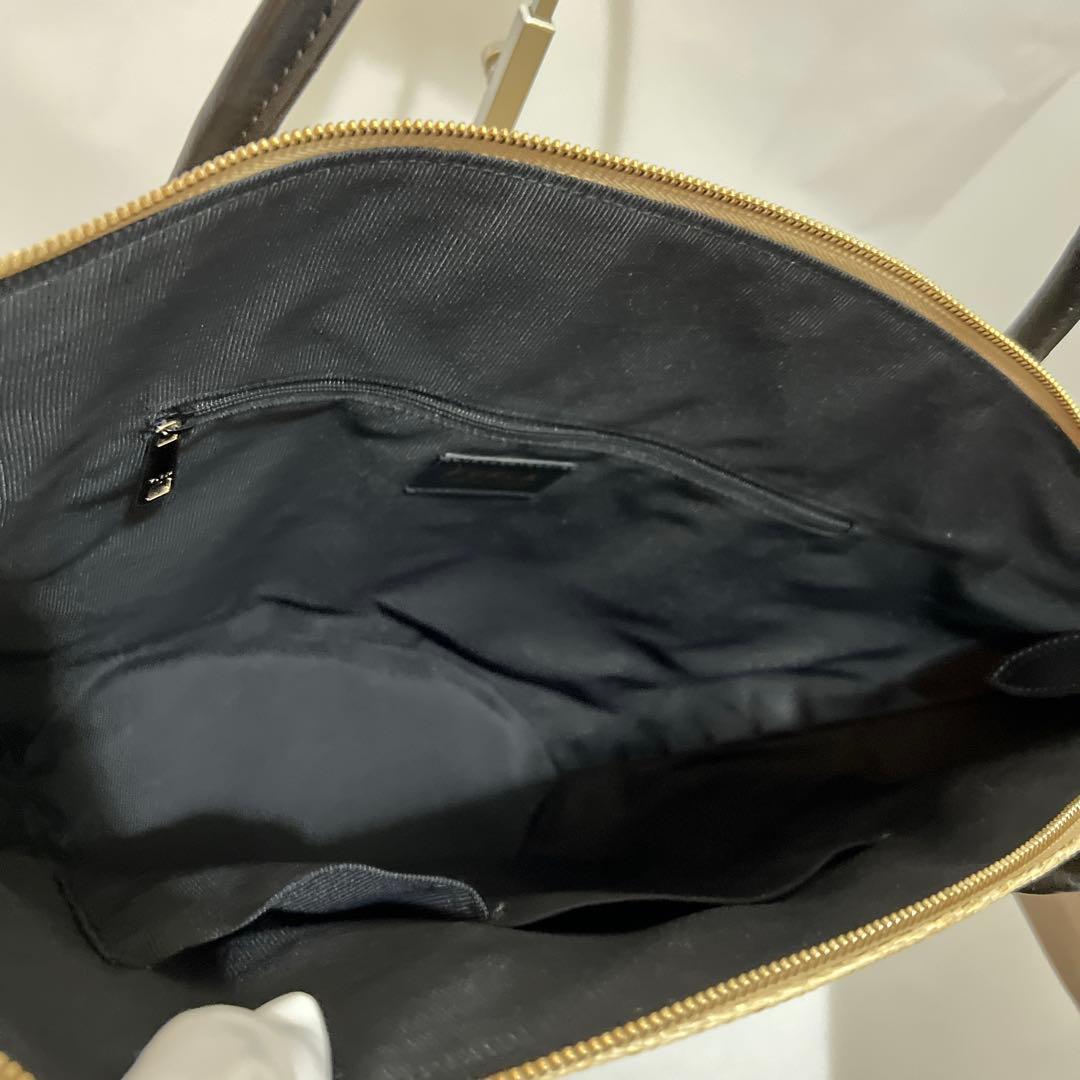 【美品】FURLA かごバッグ ベージュ×ブラック 黒 スタッズ トート 本革