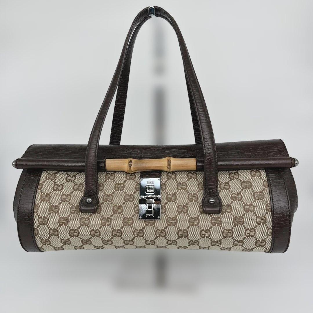 GUCCI グッチ GGキャンバス バンブー ハンドバッグ 筒型 ヴィンテージ
