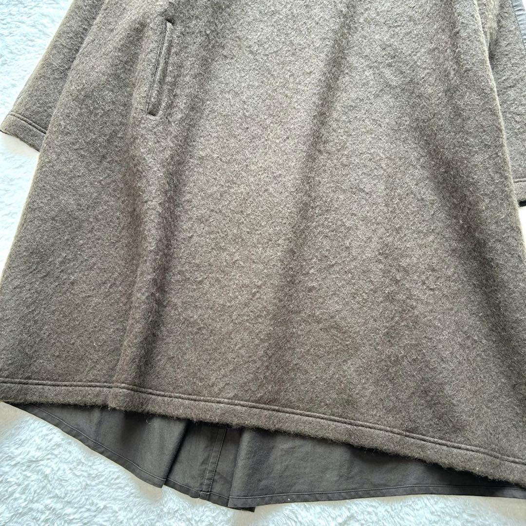 【美品】Y’s ワイズ　異素材　ウール モヘアワンピース　変形　カーキ