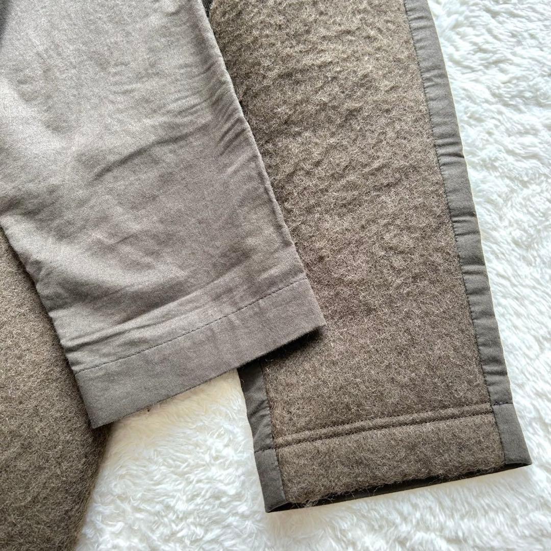 【美品】Y’s ワイズ　異素材　ウール モヘアワンピース　変形　カーキ