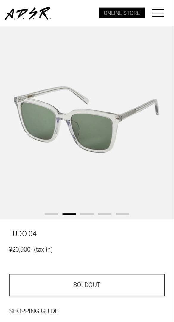 完品A.D.S.R サングラス クリアフレーム LUDO04
