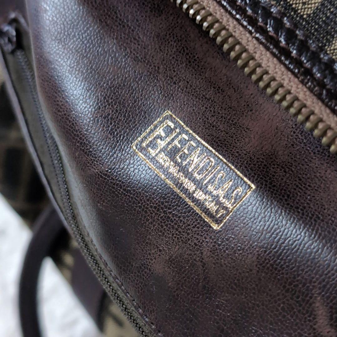 FENDIフェンディ ズッカ柄 キャンバス×レザー ハンドバッグ ボストンバッグ