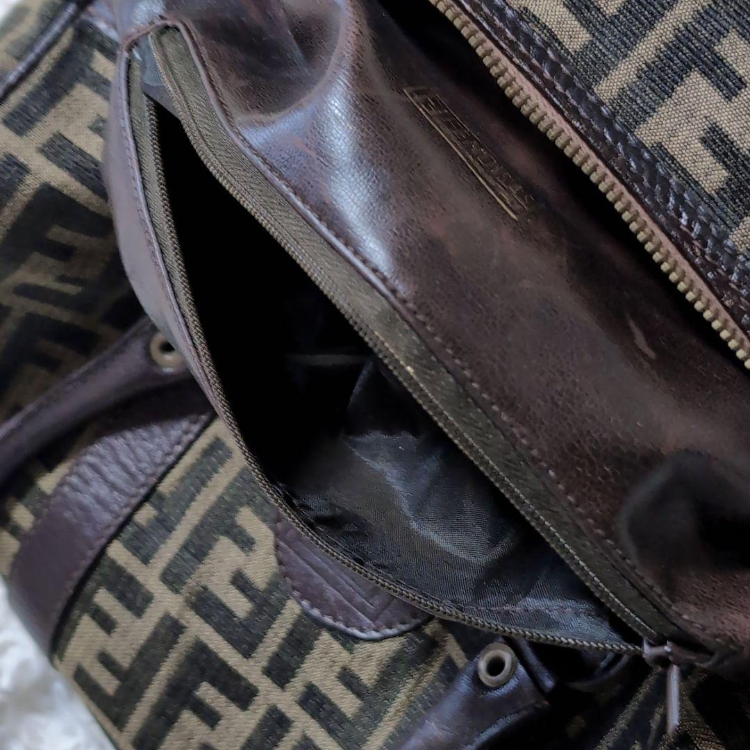 FENDIフェンディ ズッカ柄 キャンバス×レザー ハンドバッグ ボストンバッグ