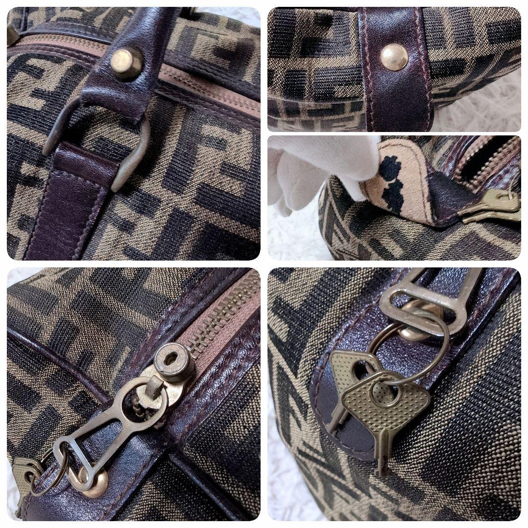 FENDIフェンディ ズッカ柄 キャンバス×レザー ハンドバッグ ボストンバッグ