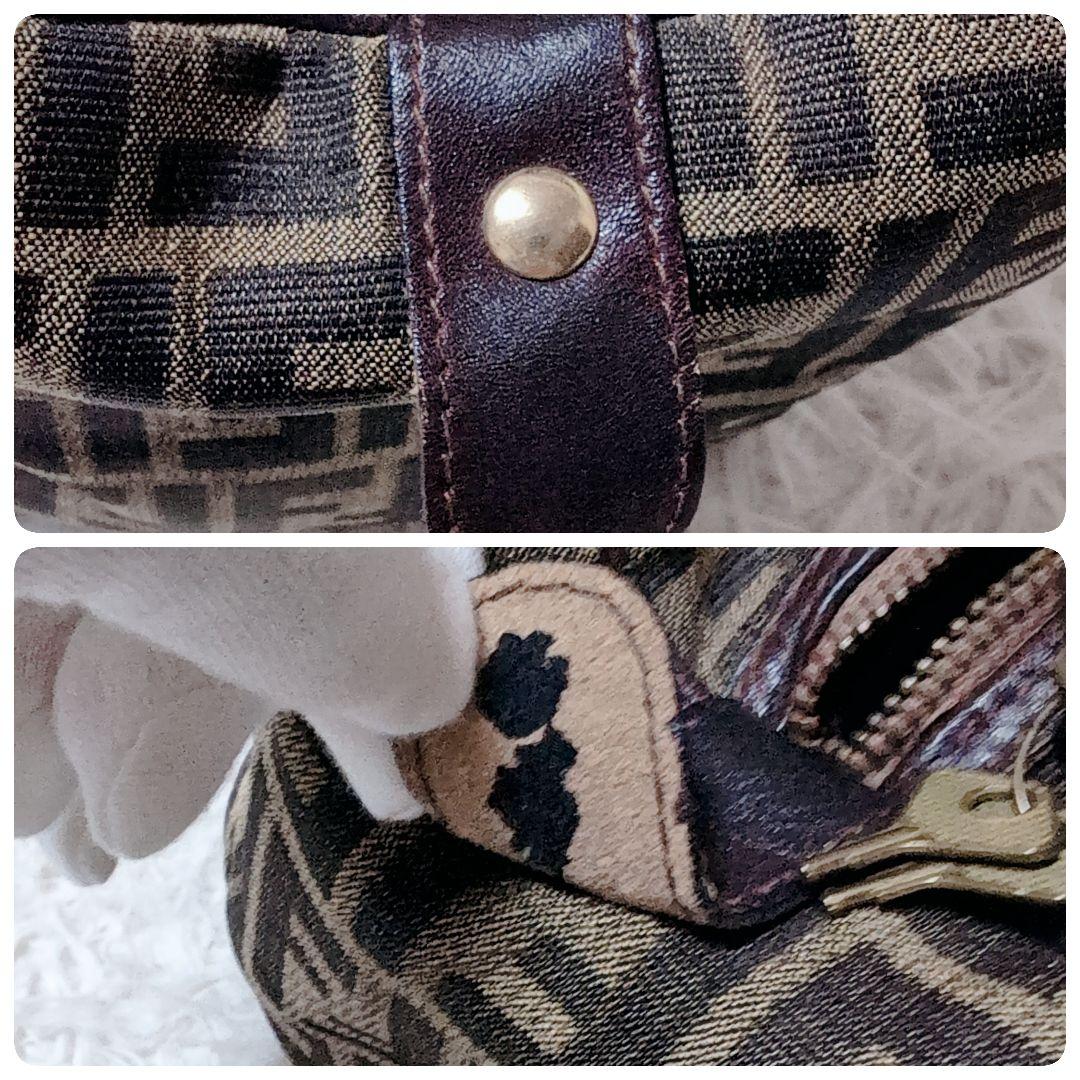 FENDIフェンディ ズッカ柄 キャンバス×レザー ハンドバッグ ボストンバッグ