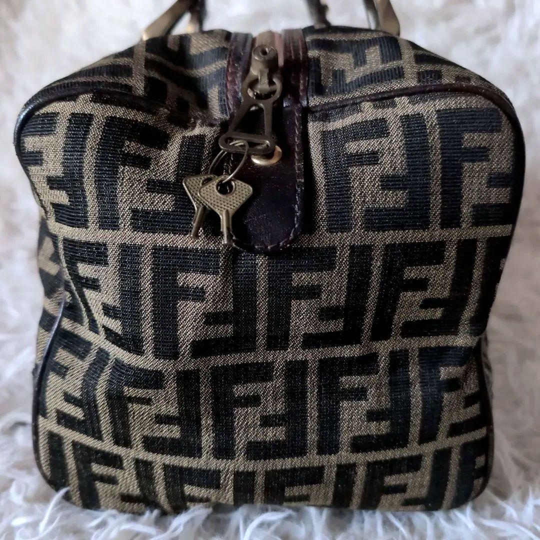 FENDIフェンディ ズッカ柄 キャンバス×レザー ハンドバッグ ボストンバッグ