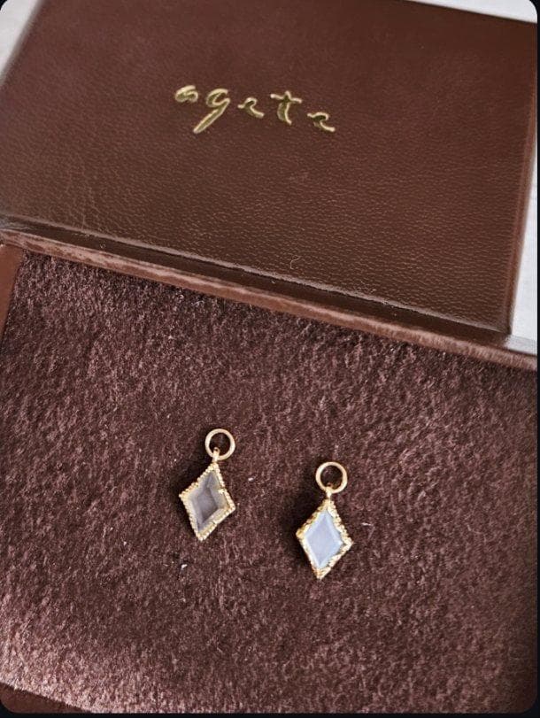 ◆agete【未使用】ピアスチャーム K10 ミル打ち シェル 菱形！2,3万