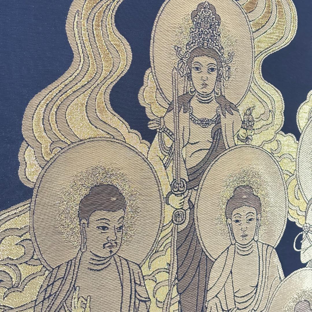 掛軸 金糸 高級西陣織 十三佛 善光寺大勧進箱書き 二重箱