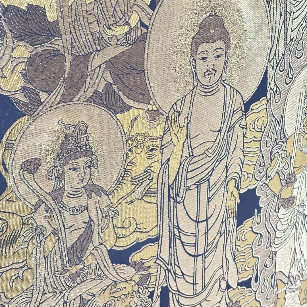 掛軸 金糸 高級西陣織 十三佛 善光寺大勧進箱書き 二重箱
