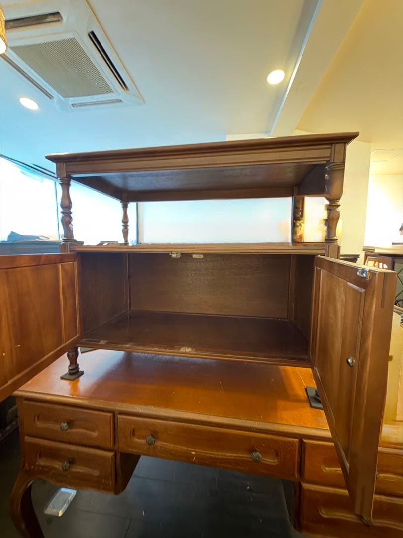 G*ん様 国産ヴィンテージ 木製キャビネット 彫刻扉 飾り棚 昭和レトロ アンテ