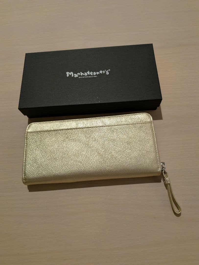新品　マンハッタナーズ 財布 ティンクルパース ラウンドファスナー長財布　金色