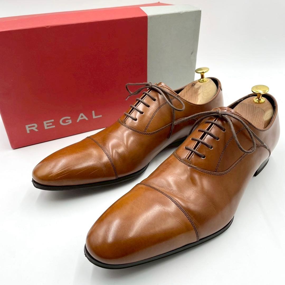 リーガル ドレスビジネス ストレートチップ ブラウン 27 箱付き Y1343