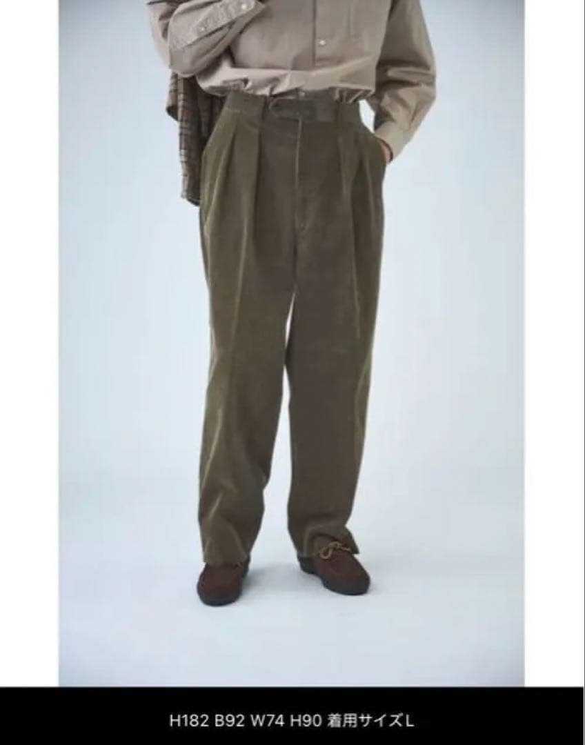 10W ニドム コーデュロイ イン ツープリーツ ドレス トラウザーズ メンズ