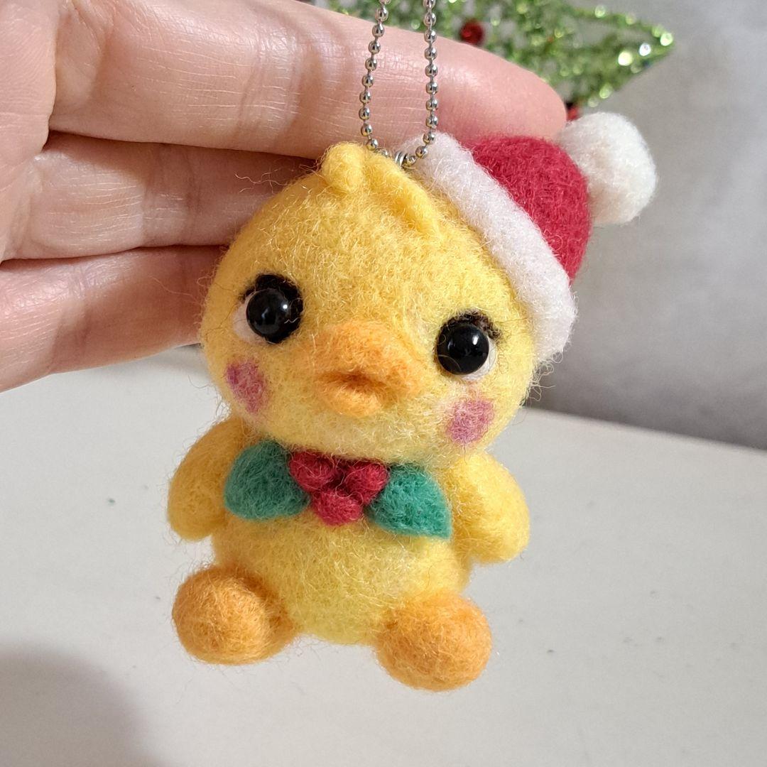 マリーちゃん☆ヒヨコサンタちゃんのストラップ４点　羊毛フェルト