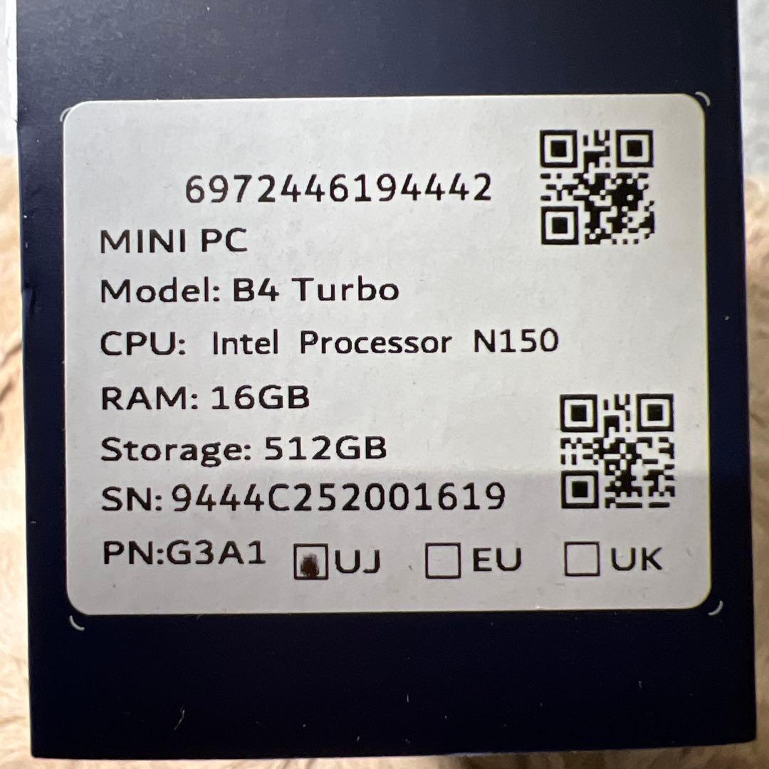 新品未開封　BMAX ミニpc B4 Turbo