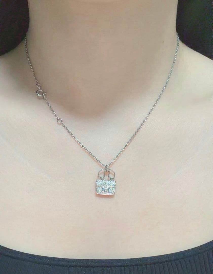 HERMES ネックレス アミュレットコンスタンス K18WG×ダイヤモンド美品