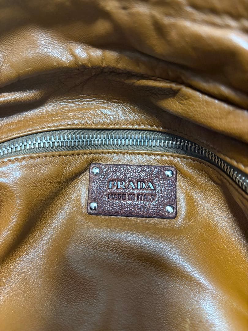 レア PRADA ウオッシュドレザー ショルダーバッグ 茶 ヴィンテージ メンズ